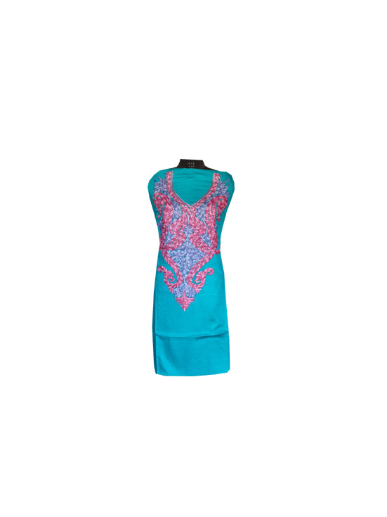 Women Cotton Suits with Kashmiri Embroidery Unstitched Dress Material Salwar Suits (Blue-12)