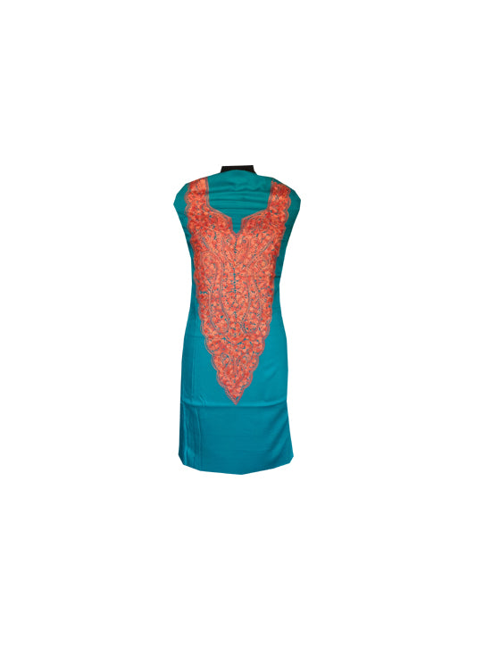 Women Cotton Suits with Kashmiri Embroidery Unstitched Dress Material Salwar Suits (Blue-13)