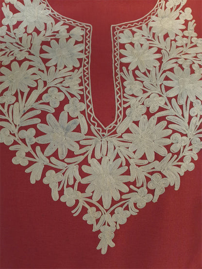 Women Cotton Suits with Kashmiri Embroidery Unstitched Dress Material Salwar Suits (Pink-4)