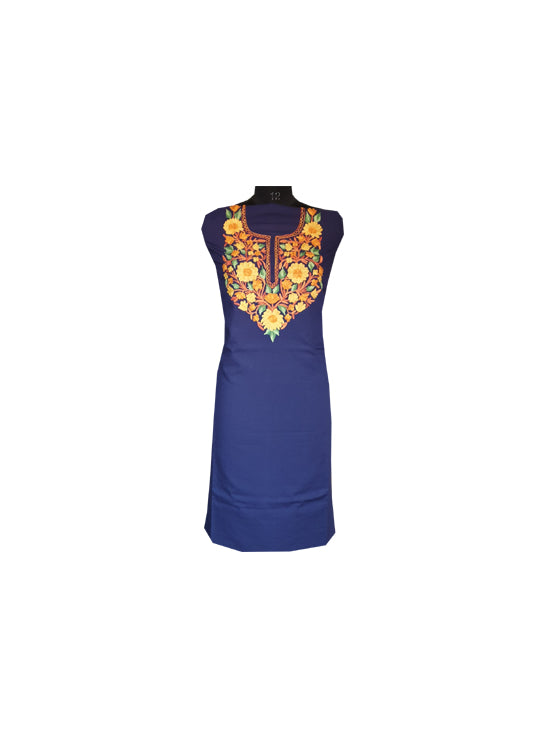 Women Cotton Suits with Kashmiri Embroidery Unstitched Dress Material Salwar Suits (Blue-14)
