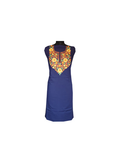 Women Cotton Suits with Kashmiri Embroidery Unstitched Dress Material Salwar Suits (Blue-14)