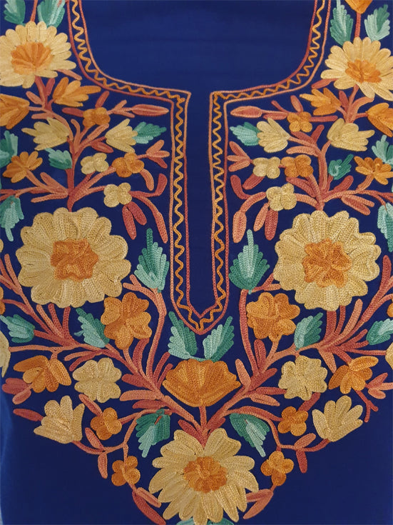 Women Cotton Suits with Kashmiri Embroidery Unstitched Dress Material Salwar Suits (Blue-14)