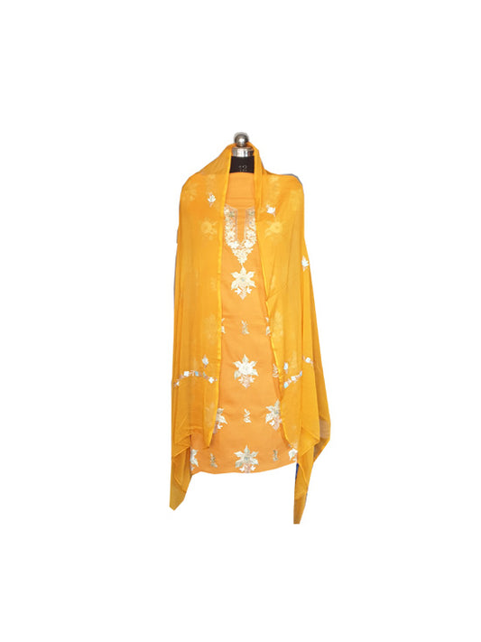 Women Cotton Suits with Kashmiri Embroidery Unstitched Dress Material Salwar Suits -Mustard