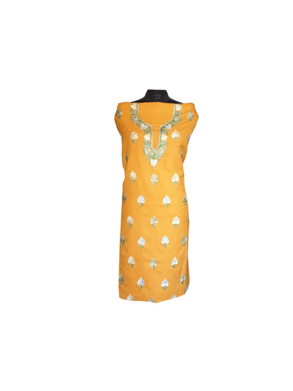 Women Cotton Suits with Kashmiri Embroidery Unstitched Dress Material Salwar Suits -Mustard (Copy)