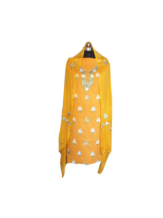 Women Cotton Suits with Kashmiri Embroidery Unstitched Dress Material Salwar Suits -Mustard (Copy)