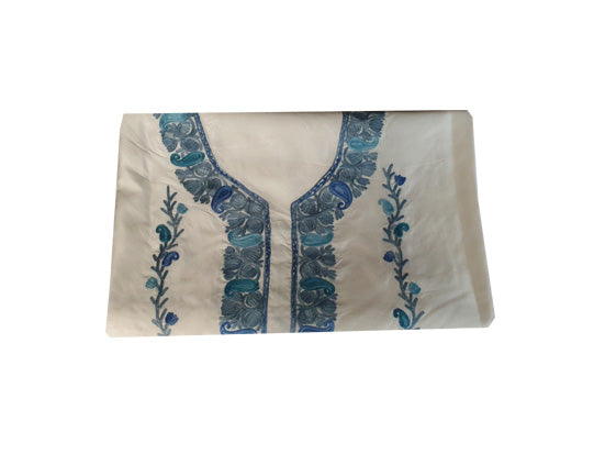 Women Silk Suits with Kashmiri Embroidery Unstitched Dress Material Salwar Suits -silver