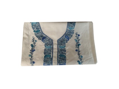 Women Silk Suits with Kashmiri Embroidery Unstitched Dress Material Salwar Suits -silver