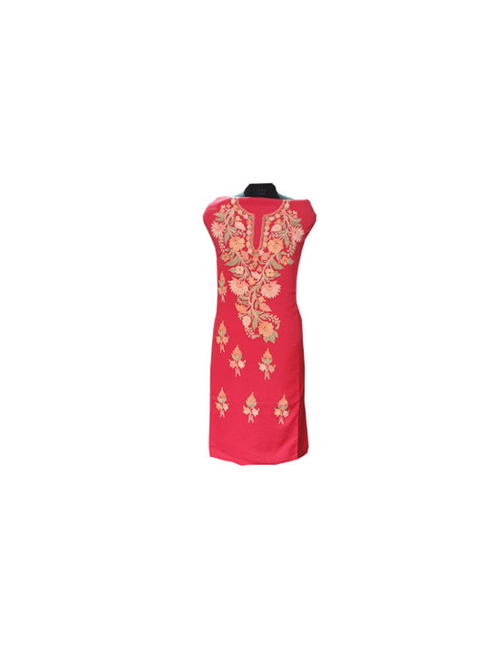 Women Cotton Suits with Kashmiri Embroidery Salwar Suits -tomato red