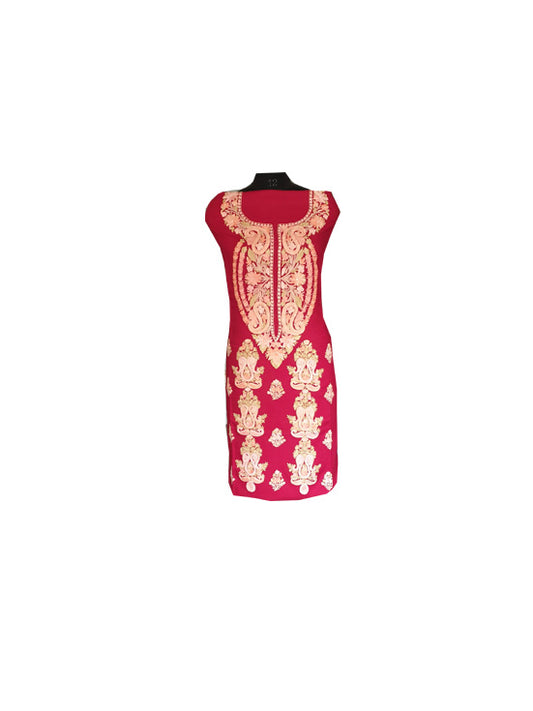 Women Cotton Suits with Kashmiri Embroidery Salwar Suits -tomato red
