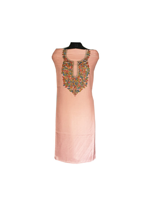 Women Silk Suits with Kashmiri Embroidery Unstitched Dress Material Salwar Suits -baby pink