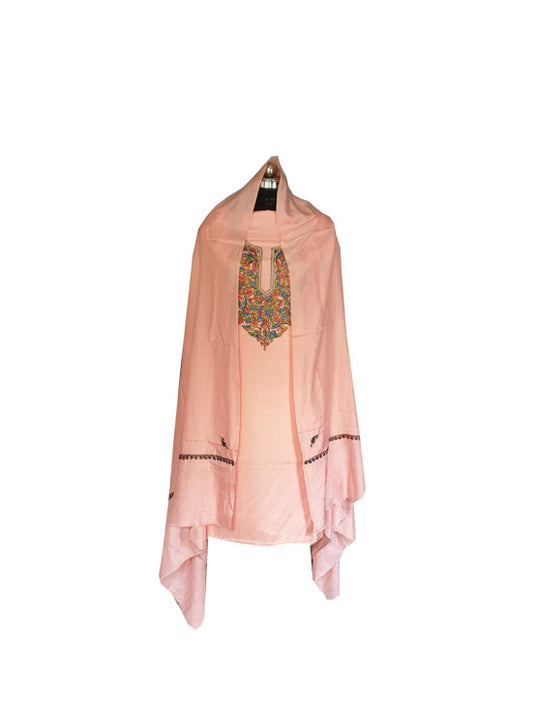 Women Silk Suits with Kashmiri Embroidery Unstitched Dress Material Salwar Suits -pink