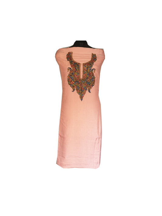 Women Silk Suits with Kashmiri Embroidery Unstitched Dress Material Salwar Suits -baby pink