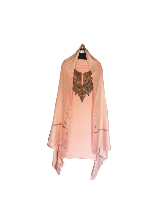 Women Silk Suits with Kashmiri Embroidery Unstitched Dress Material Salwar Suits -baby pink