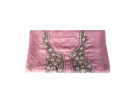Women Silk Suits with Kashmiri Embroidery Unstitched Dress Material Salwar Suits -pink