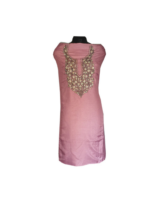 Women Silk Suits with Kashmiri Embroidery Unstitched Dress Material Salwar Suits -pink