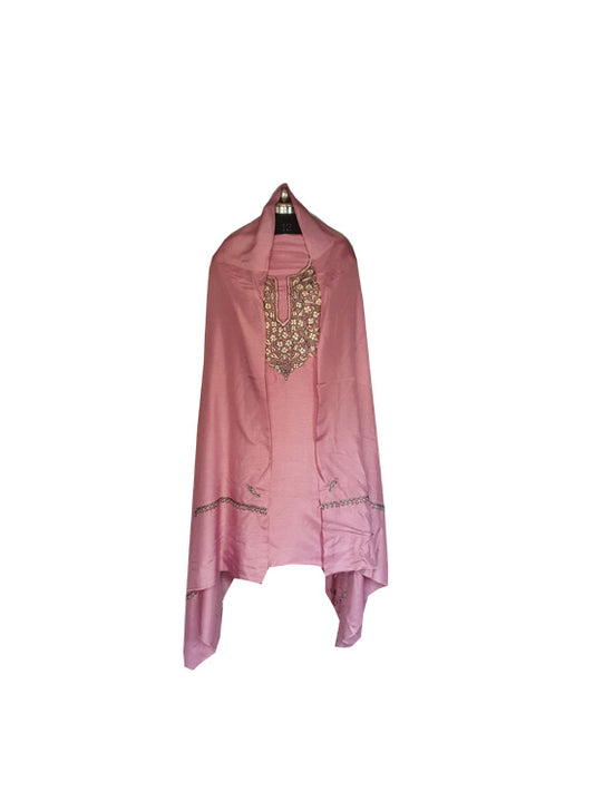 Women Silk Suits with Kashmiri Embroidery Unstitched Dress Material Salwar Suits -pink