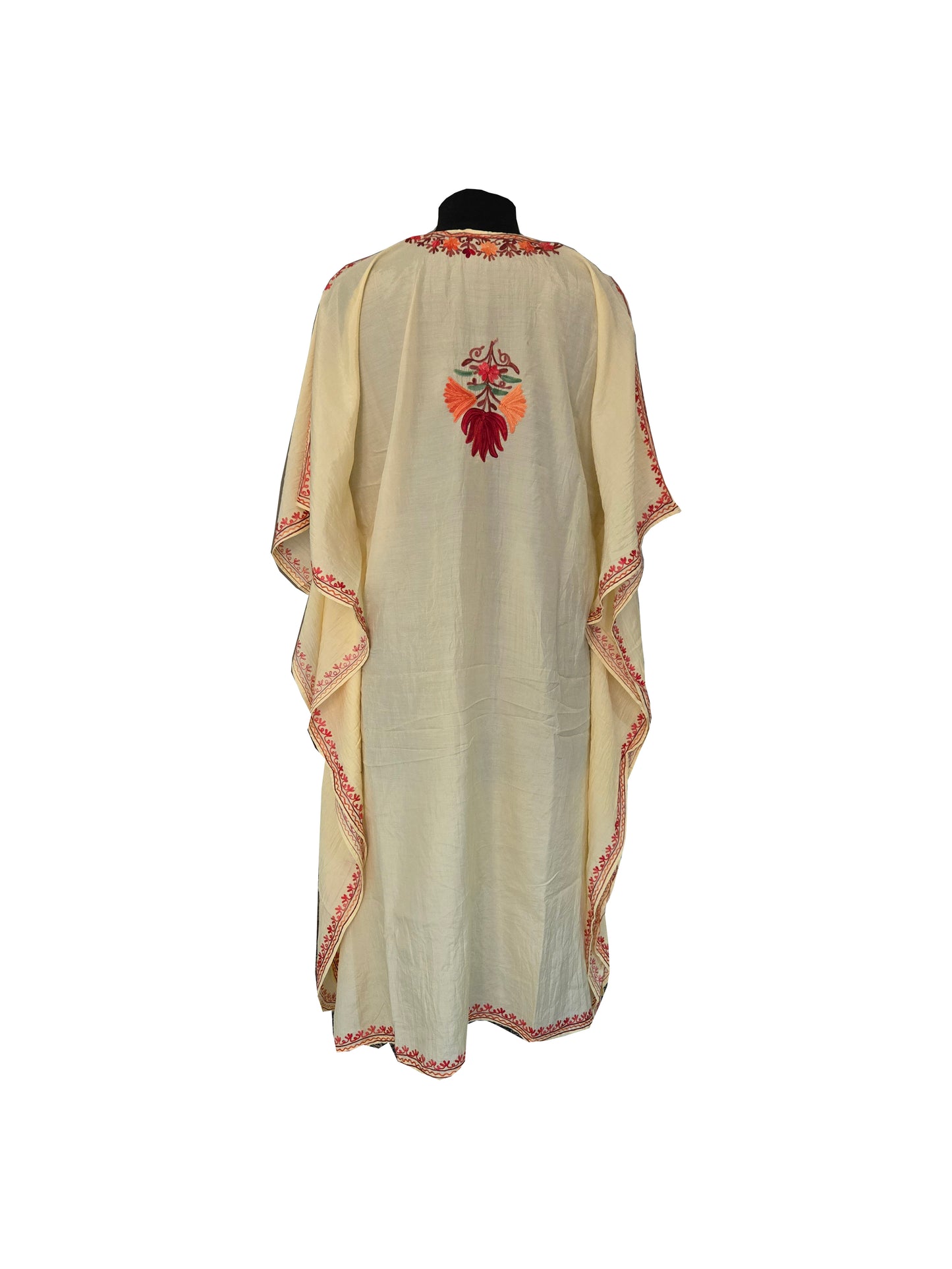 Kashmir Gallery Women Kashmiri Kaftan Nightgown Maxi with Kashmiri Charming Embroidery Free Size - yellow