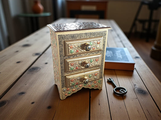 Paper Mache Wooden almirah - 3 compartments