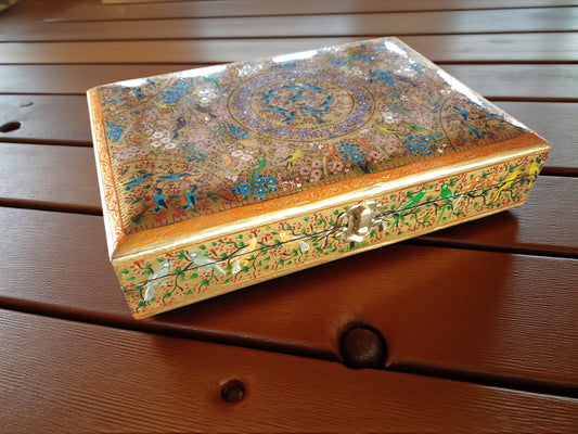 Handcrafted Paper-Mâché Jewelry Box — Floral Embroidery