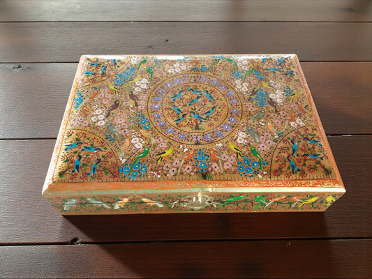 Handcrafted Paper-Mâché Jewelry Box — Floral Embroidery