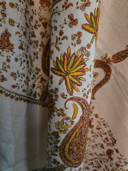 Kashmiri Woolen shawl with Embroidery | Elegant Winter Wrap | Traditional Ethnic Wear for Women - Pink