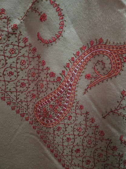 Kashmiri Woolen shawl with Embroidery | Elegant Winter Wrap | Traditional Ethnic Wear for Women - Dusty Rose