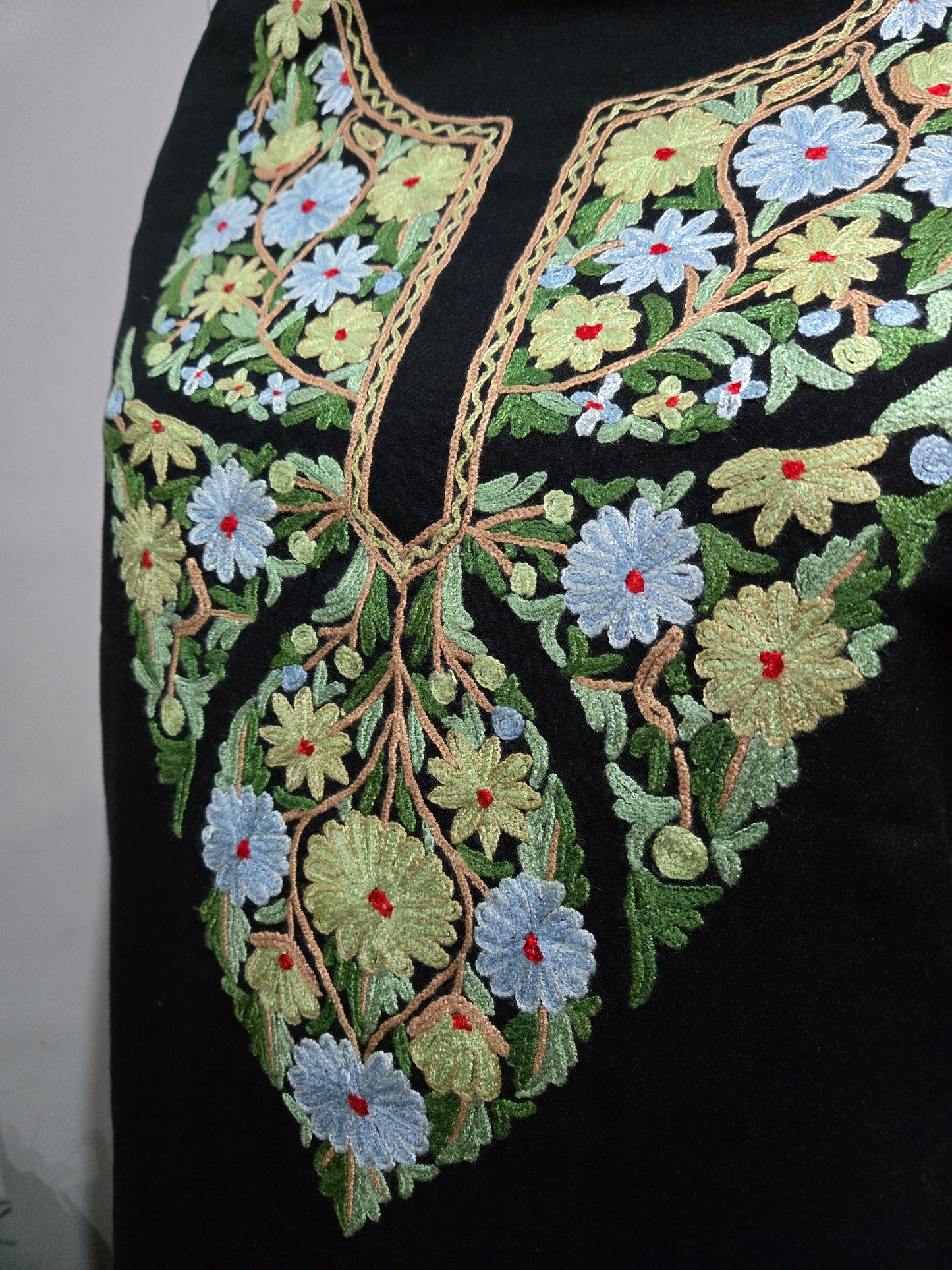 Women Cotton Suits with Kashmiri Hand Embroidery Two Piece Suit - Black