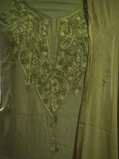 Women Cotton Suits with Kashmiri Embroidery Three Piece Suit - Light Green