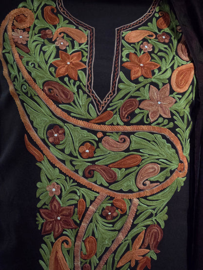 Women Cotton Suits with Kashmiri Embroidery Three Piece Suit - Chocolate