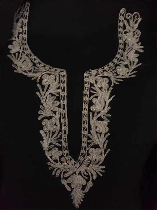 Women Woolen Kashmiri Suits Semi Pashmina Aari Embroidery  - Black