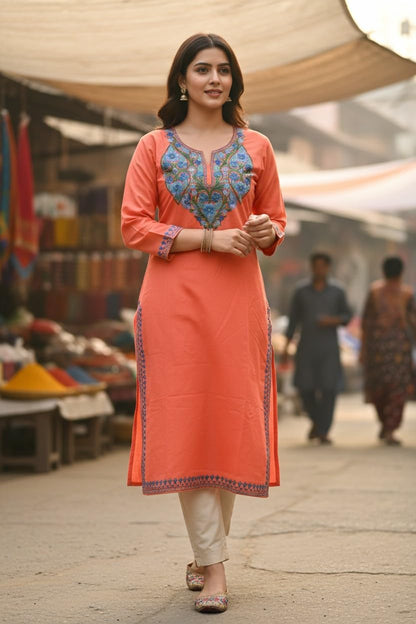 Kashmiri Kurti for Women with Aari Embroidery