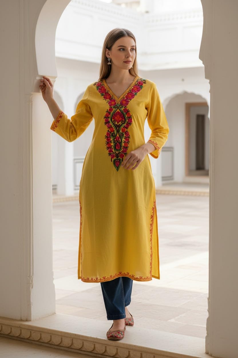 Kashmiri Kurti for Women with Aari Embroidery