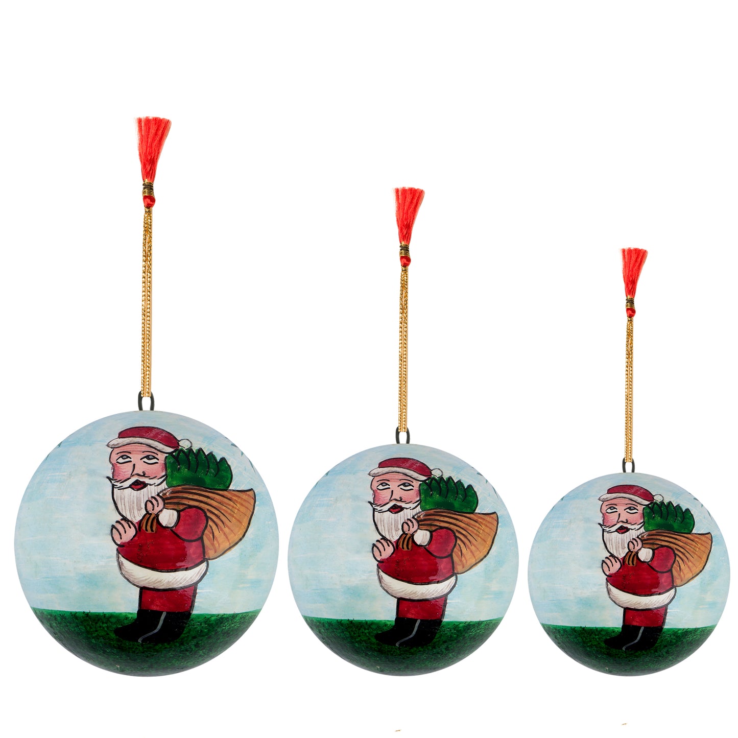 Kashmiri Paper Mache Handcrafted Beautifully Embroidered Balls for Hanging Decoration for Cars|Home|Office and Birthday Celebration - Sets of 3 Diameter 5 Inches.