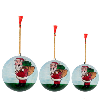 Kashmiri Paper Mache Handcrafted Beautifully Embroidered Balls for Hanging Decoration for Cars|Home|Office and Birthday Celebration - Sets of 3 Diameter 5 Inches.