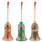 Paper Mache Multi Color Set of 3 Hand Made Kashmiri Floral Embroidery 3 inch Tall Wooden Bells (Copy)