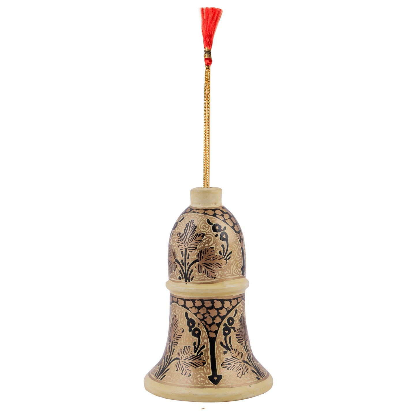 Paper Mache Multi Color Set of 3 Hand Made Kashmiri Floral Embroidery 3 inch Tall Wooden Bells (Copy)