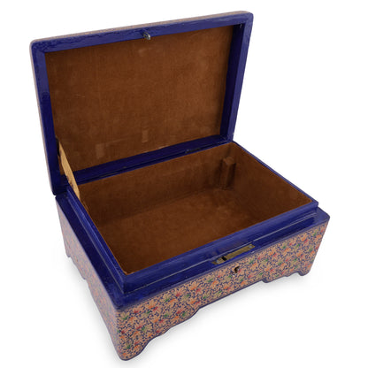 Kashmir Gallery Paper Mache Wooden Hand Made Jewelry Storage Box - 10 inches ( Multicolour ))