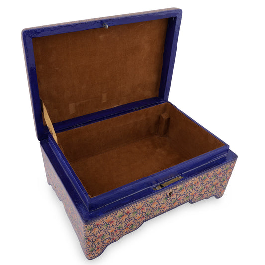 Kashmir Gallery Paper Mache Wooden Hand Made Jewelry Storage Box - 10 inches ( Multicolour ))