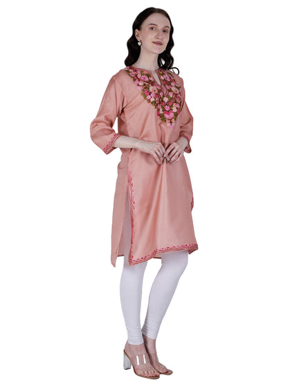 Kashmir Gallery Kashmiri Kurti for Women Silk Kurti with Embroidery A Line Kurtis with Charming Embroidery