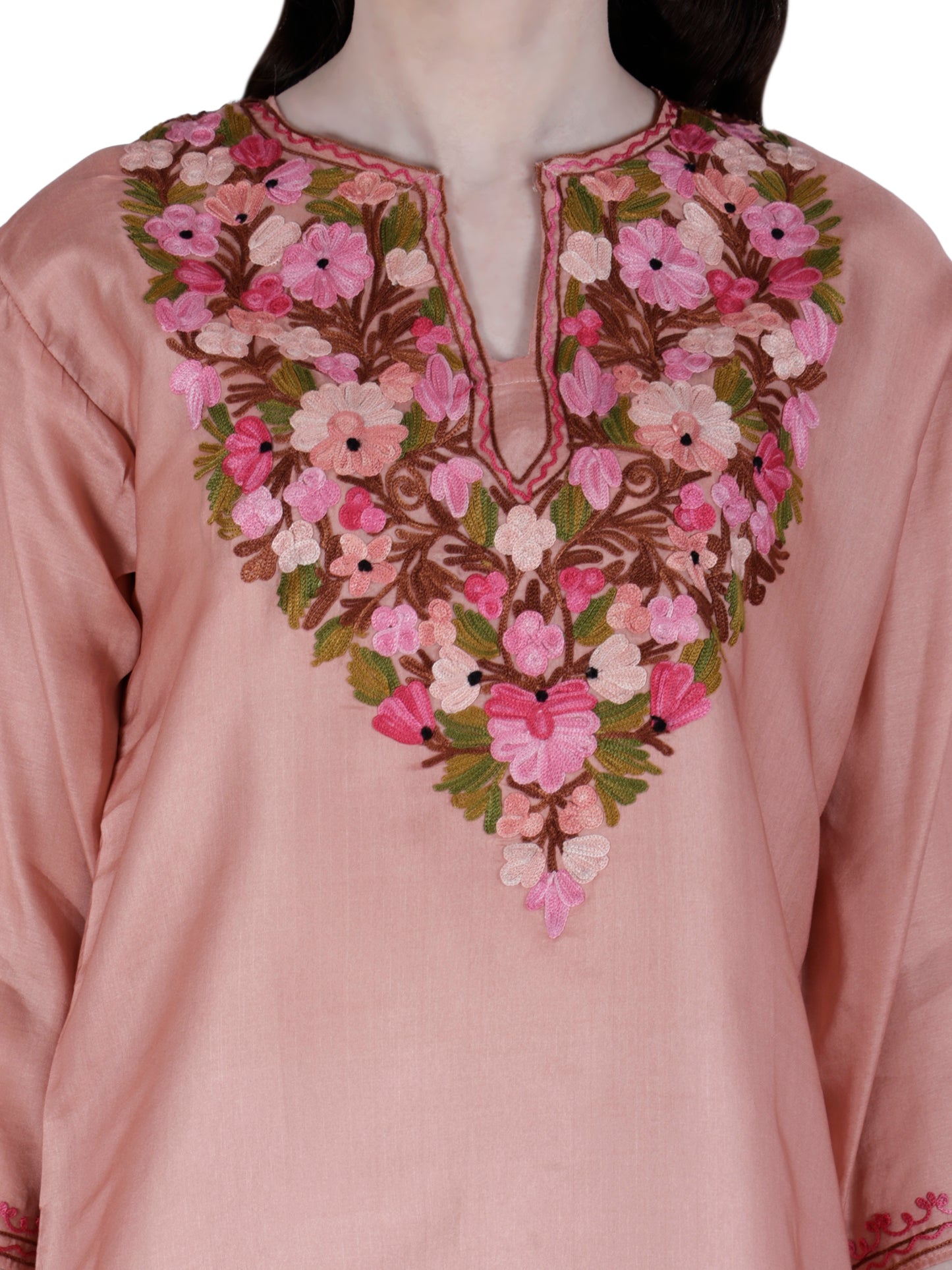 Kashmir Gallery Kashmiri Kurti for Women Silk Kurti with Embroidery A Line Kurtis with Charming Embroidery