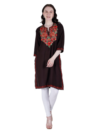 Kashmiri Kurti for Women Cotton Kurti with Embroidery Long A Line Kurtis with Charming Embroidery