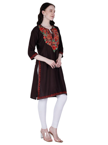 Kashmiri Kurti for Women Cotton Kurti with Embroidery Long A Line Kurtis with Charming Embroidery