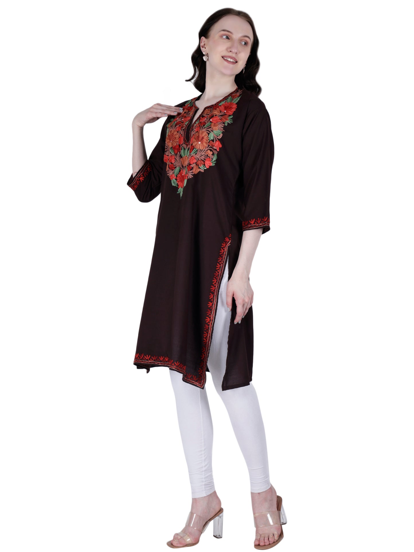 Kashmiri Kurti for Women Cotton Kurti with Embroidery Long A Line Kurtis with Charming Embroidery