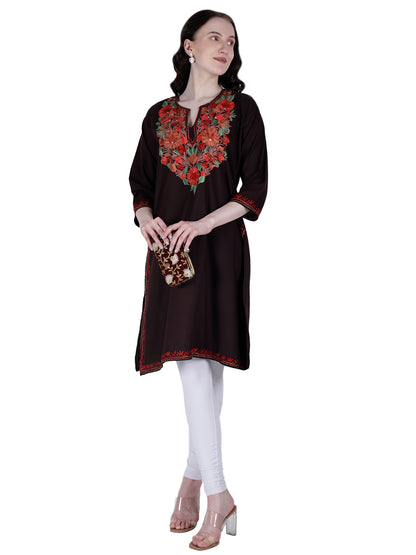Kashmiri Kurti for Women Cotton Kurti with Embroidery Long A Line Kurtis with Charming Embroidery