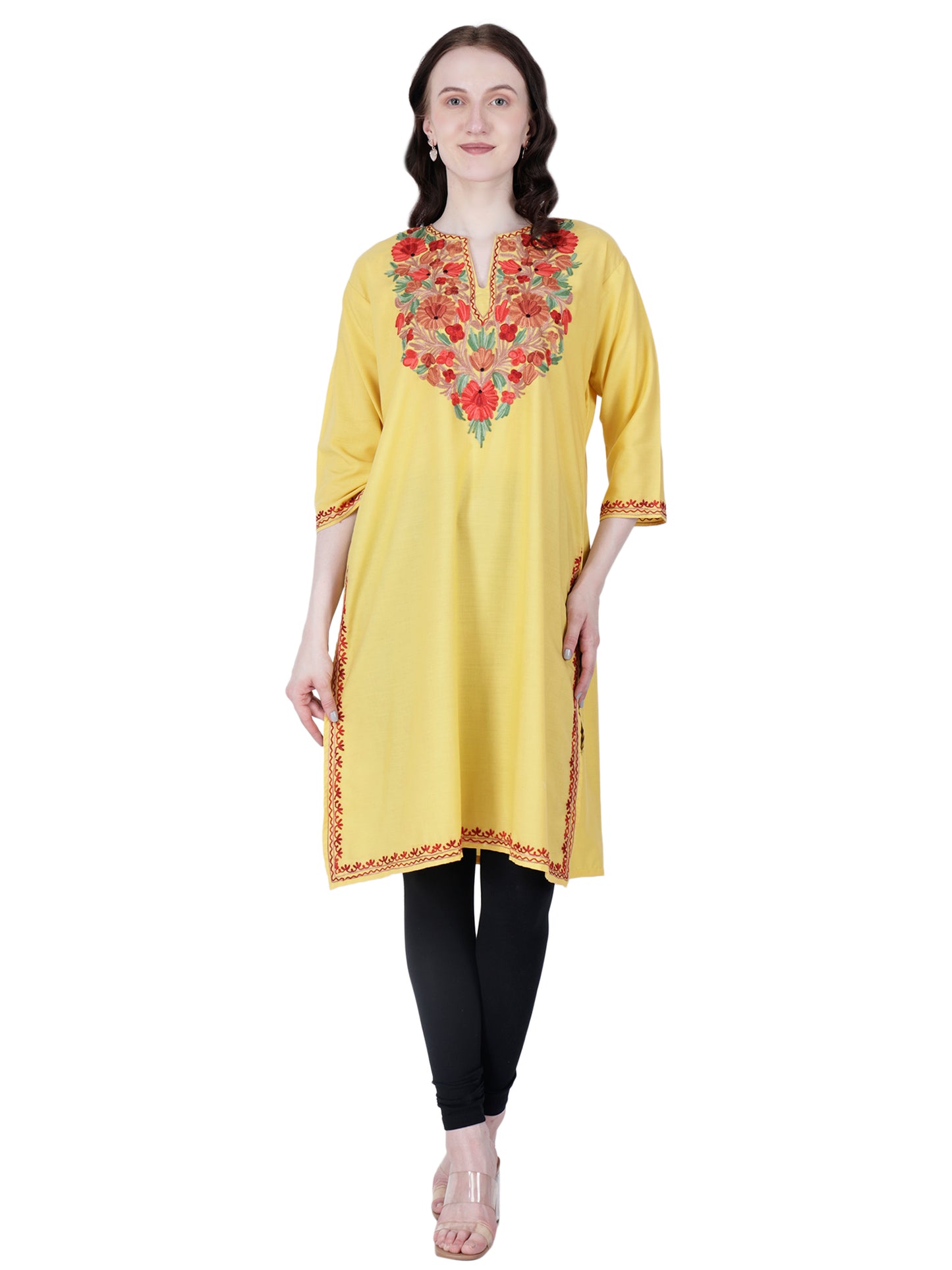 Kashmiri Kurti for Women Cotton Kurti with Embroidery Long A Line Kurtis with Charming Embroidery