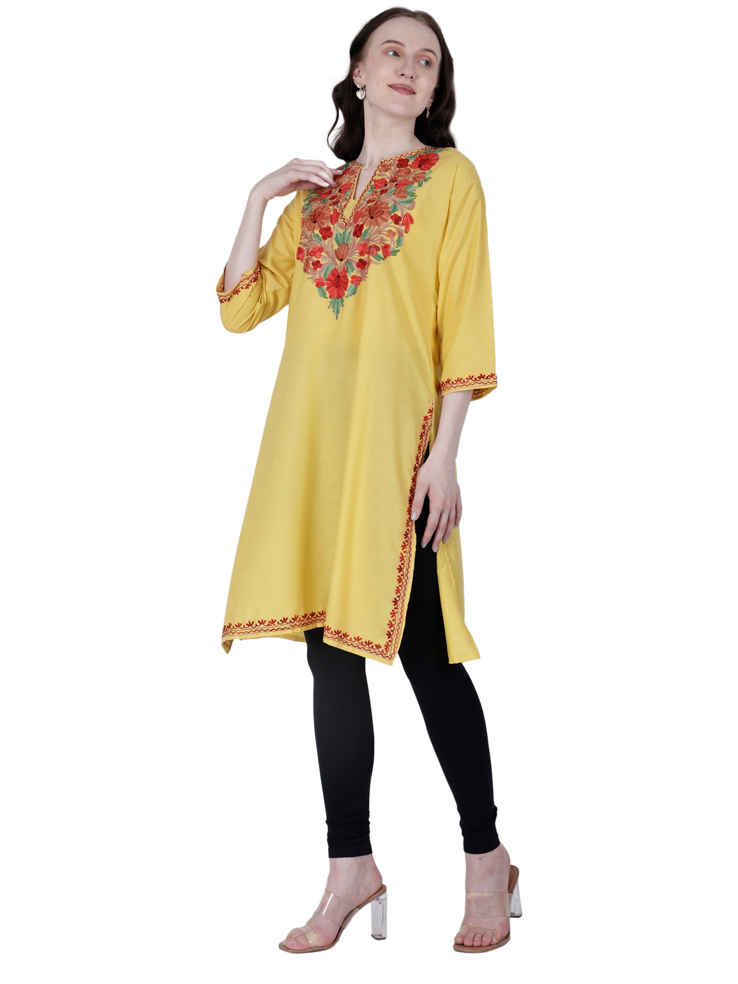 Kashmiri Kurti for Women Cotton Kurti with Embroidery Long A Line Kurtis with Charming Embroidery