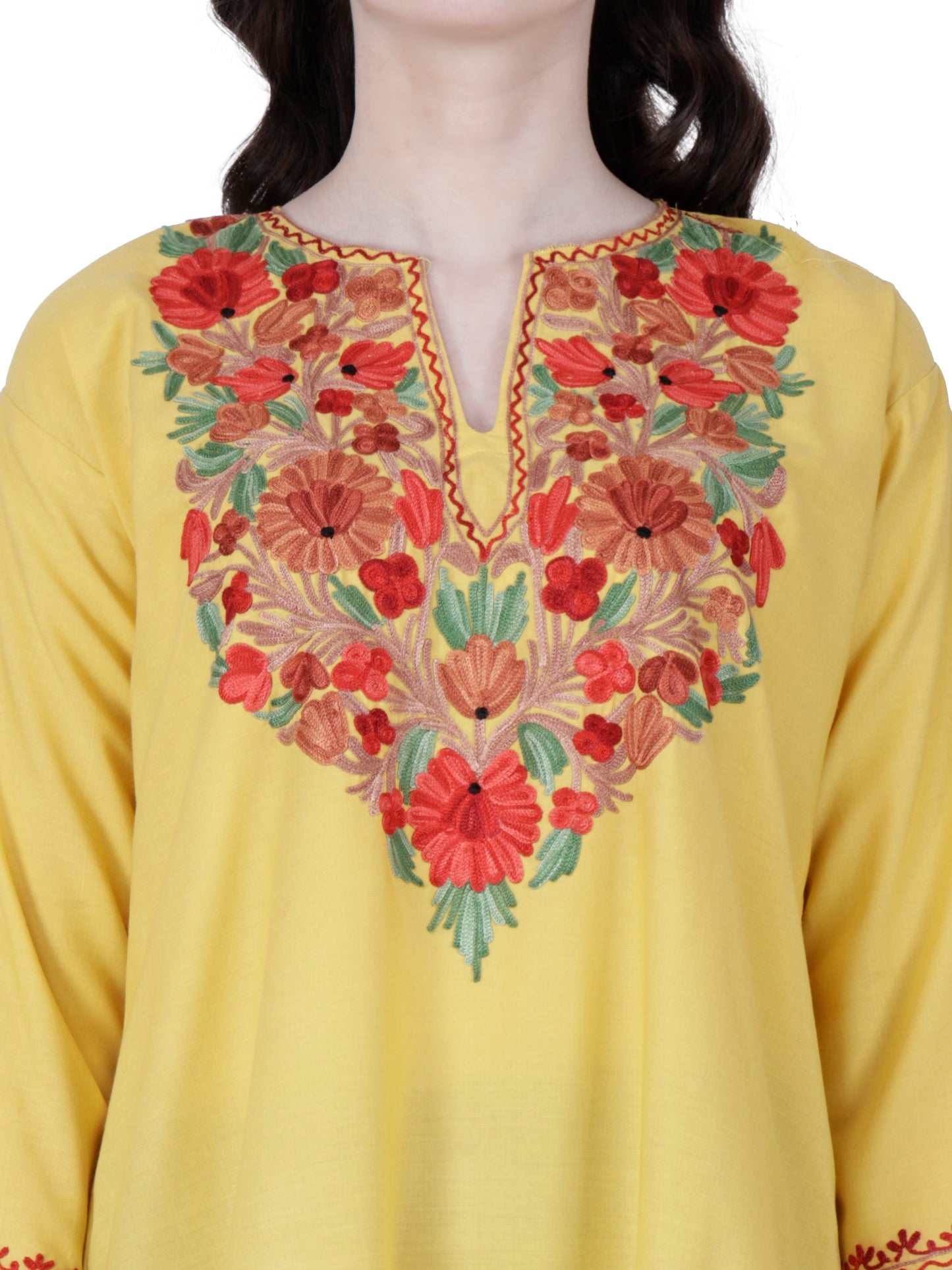 Kashmiri Kurti for Women Cotton Kurti with Embroidery Long A Line Kurtis with Charming Embroidery