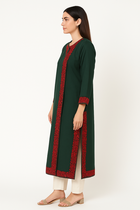 Kashmir Gallery Kashmiri Kurti for Women Cotton Kurti with Embroidery - Green