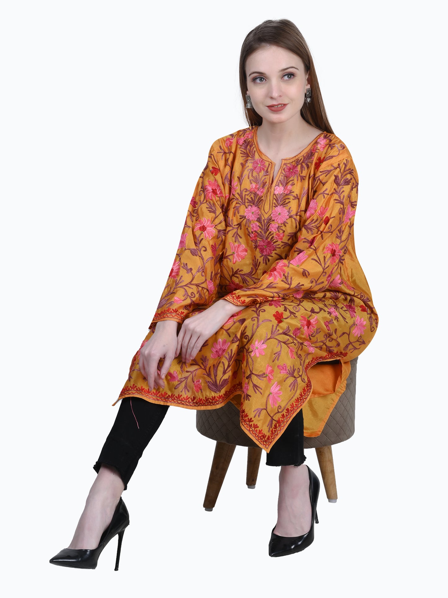 Kashmir Gallery Kashmiri Kurti for Women Cotton Kurti with Embrith Charming Embroidery