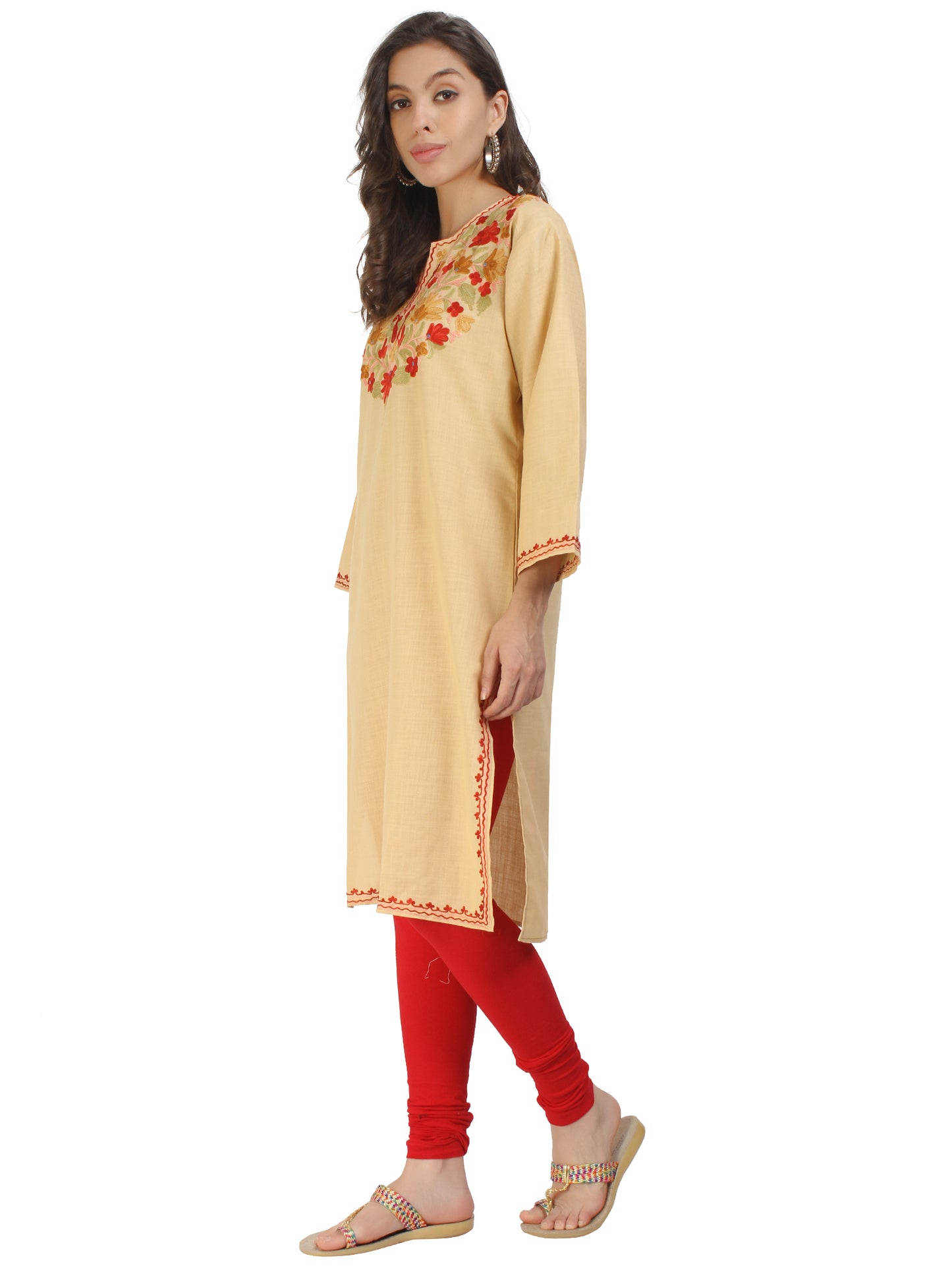 Kashmir Gallery Kashmiri Kurti for Women Cotton Kurti with Embroidery Long A Line Kurtis with Charming Embroidery